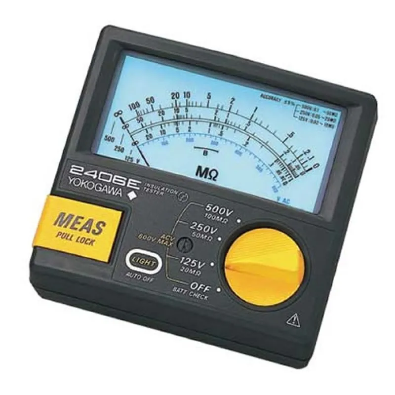 Yokogawa 2406E Series [240643] Analog Insulation Tester w/ Back Lighting, 125V/20M ohm, 250V/50M ohm, 500V/100M ohm, 600V
