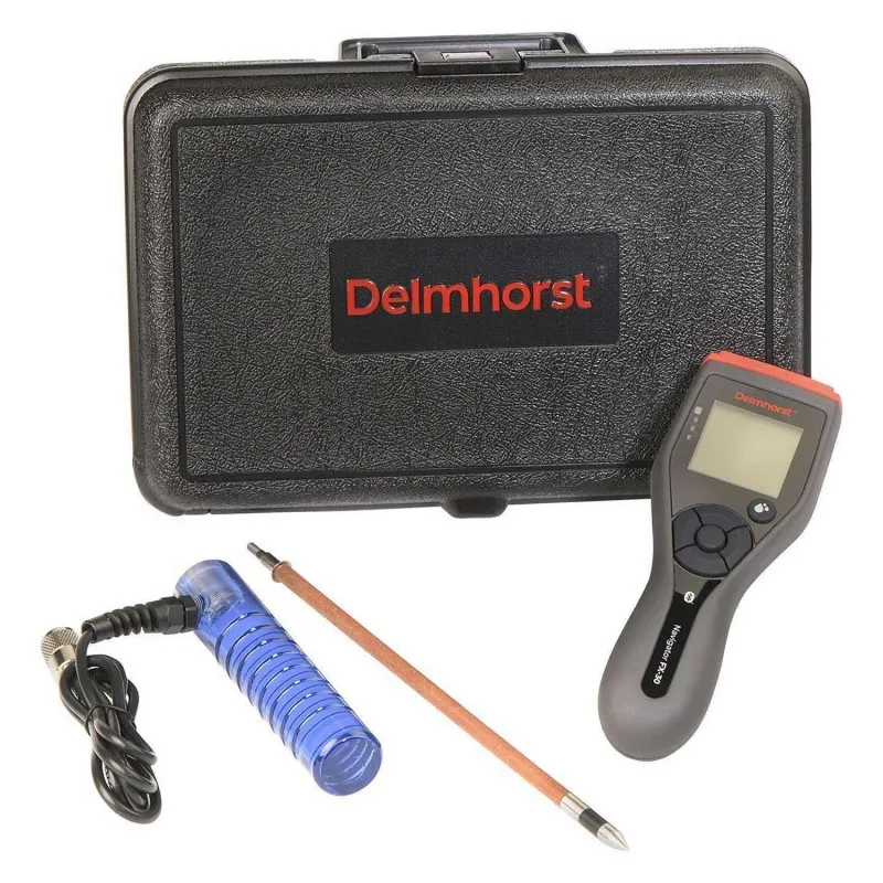 Delmhorst FX-30 [FX-30/P04] Digital Moisture Meter For Hay / Hemp / Hops / Tobacco With 324CAS-0112 Carrying Case, H-4 Handle, And 830-5 12" Prod