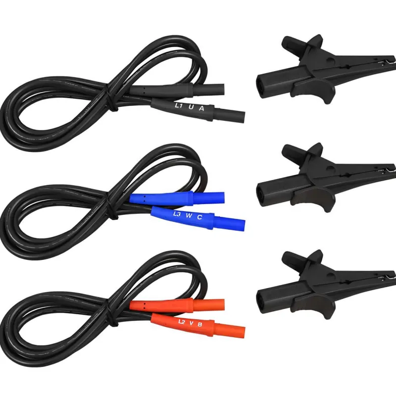 AEMC 2121.55 Kabel Uji Pengganti, Berwarna-warni, 1000 V CAT III 10 A, untuk Model 6608 dan 6609, Set berisi 3 buah