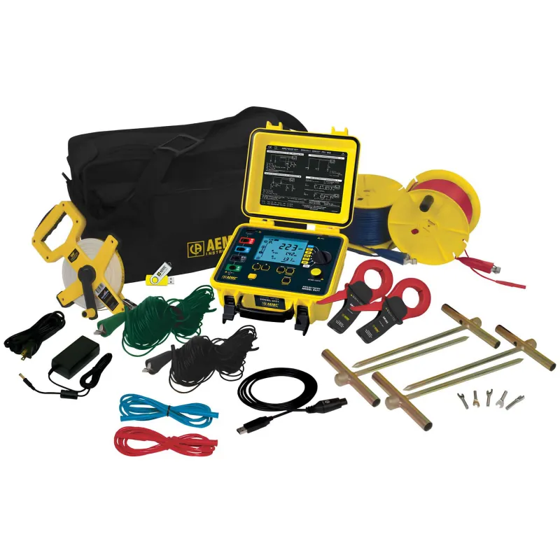 AEMC 6471 KIT-300FT [2135.50] Paket Penguji Resistansi Tanah Digital, 2-Titik, 3-Titik, dan 4-Titik, dilengkapi dengan Probe dan Kabel Berwarna sepanjang 300 kaki