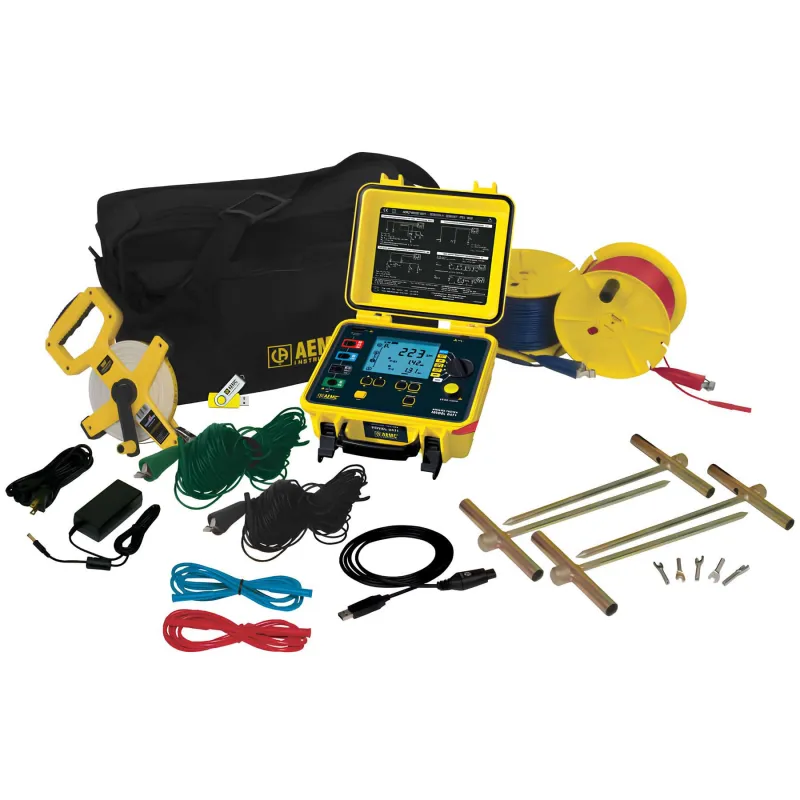 AEMC 6471 KIT-500FT [2135.61] Paket Penguji Resistansi Tanah Digital, 2-Titik, 3-Titik, dan 4-Titik dengan Kabel Berwarna sepanjang 500 kaki, tanpa Probe