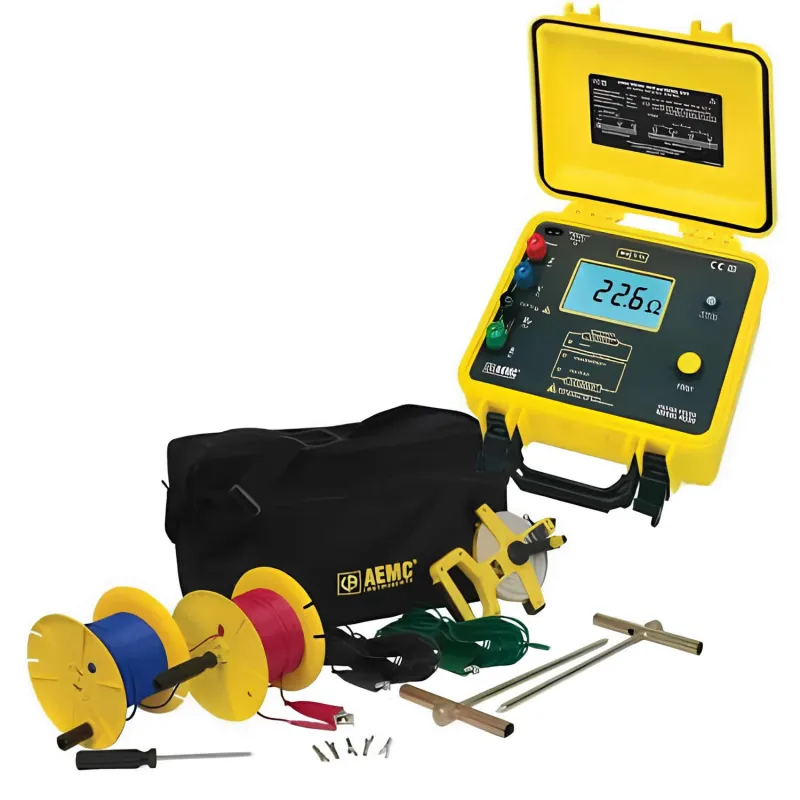AEMC 4630 [2135.22] Paket Alat Uji Resistansi Tanah Digital 4-Titik dengan Kabel Panjang 150 kaki dan Paket Baterai Isi Ulang