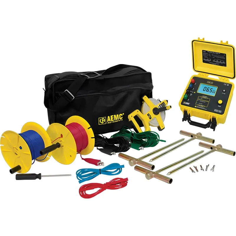 AEMC 4630 [2135.23] Paket Alat Uji Resistansi Tanah Digital 4-Titik dengan Kabel Panjang 300 kaki dan Paket Baterai Isi Ulang