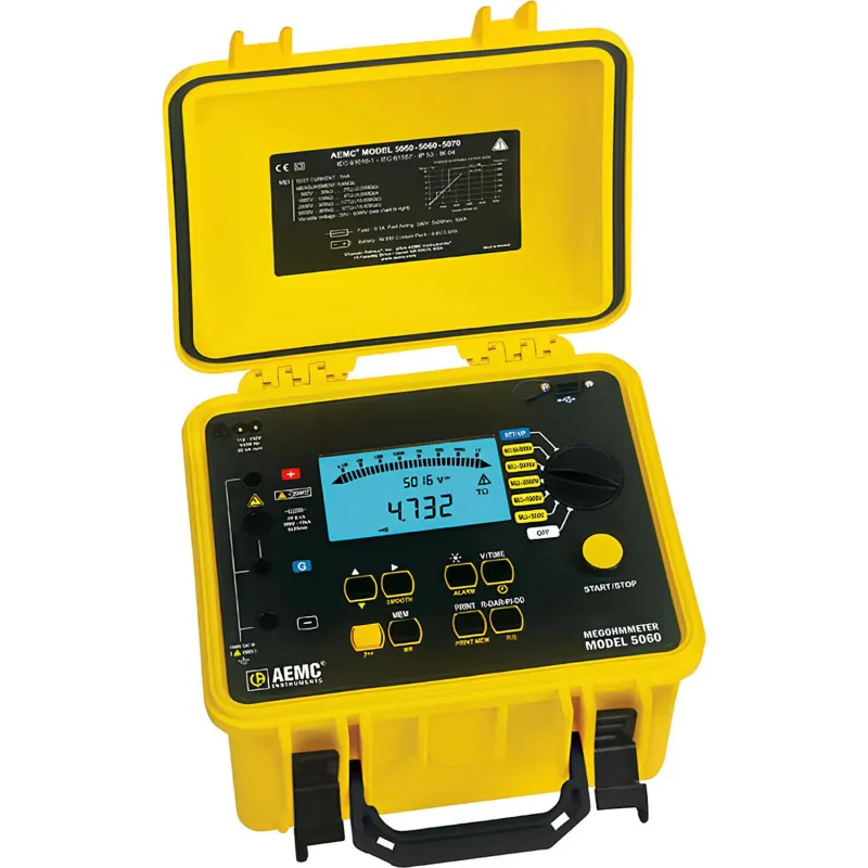AEMC 5060 [2130.21] Megohmmeter Digital/Analog dengan Memori 128 kB/1.500 Pembacaan, 5.000 V, 10 TOhm