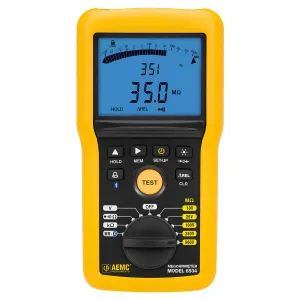 AEMC 6534 [2155.55] Megohmmeter Digital, 10 V–500 V dengan Grafik Batang Analog, Alarm, Bluetooth, &amp; DataView