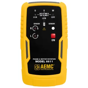 AEMC 6611 [2121.90] Pengukur Fase dan Arah Putaran Motor untuk Sistem 3-Fase, Bertenaga Baterai, 2 hingga 400 Hz