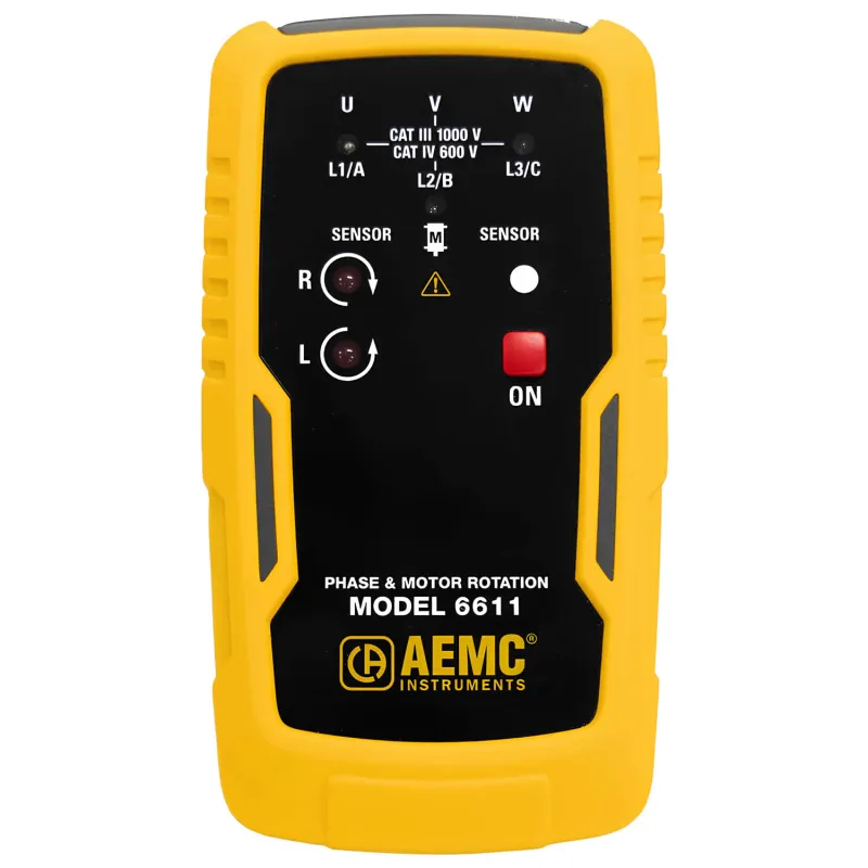 AEMC 6611 [2121.90] Pengukur Fase dan Arah Putaran Motor untuk Sistem 3-Fase, Bertenaga Baterai, 2 hingga 400 Hz