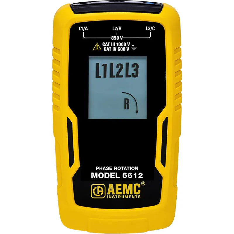 AEMC 6612 [2121.91] Alat Pengukur Rotasi Fase untuk Sistem 3-Fase, Bertenaga Jaringan, 15 hingga 400 Hz