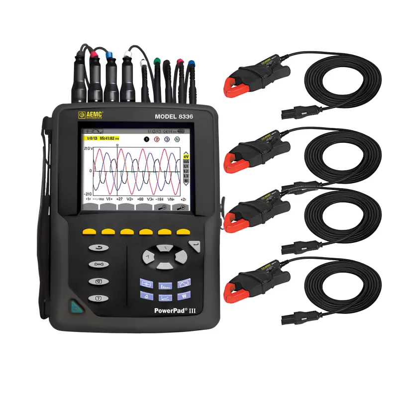 AEMC 8336 [2136.32] PowerPad III Three-Phase Power Quality Analyzer with Four MN193-BK Probes