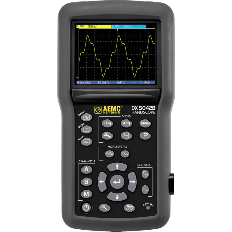 AEMC OX5042B [2150.21] Osiloskop Portabel Handscope 40 MHz, 2 Saluran, 50 MS/s dengan Multimeter Terintegrasi dan Penganalisis Harmonik Daya