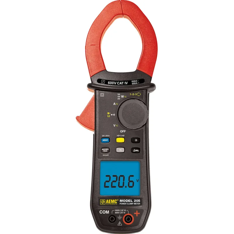 AEMC 205 [2139.40] Alat Ukur Daya TRMS dengan Penjepit, 1000 VAC / DC, 600 AAC / 900 ADC, Pengujian Kontinuitas, Rotasi Fase