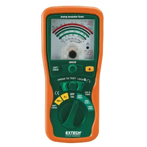 Extech 380320 Megohmmeter Tegangan Tinggi Analog, 250 V/500 V/1000 V