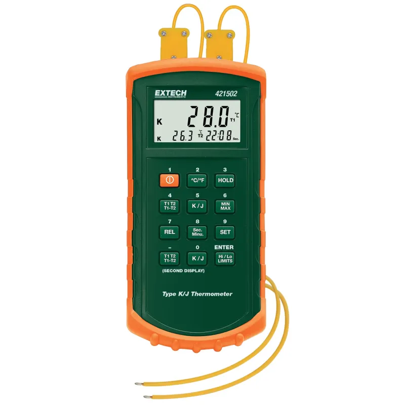 Extech 421502 Dual Input Thermometer with Alarm, Type J/K