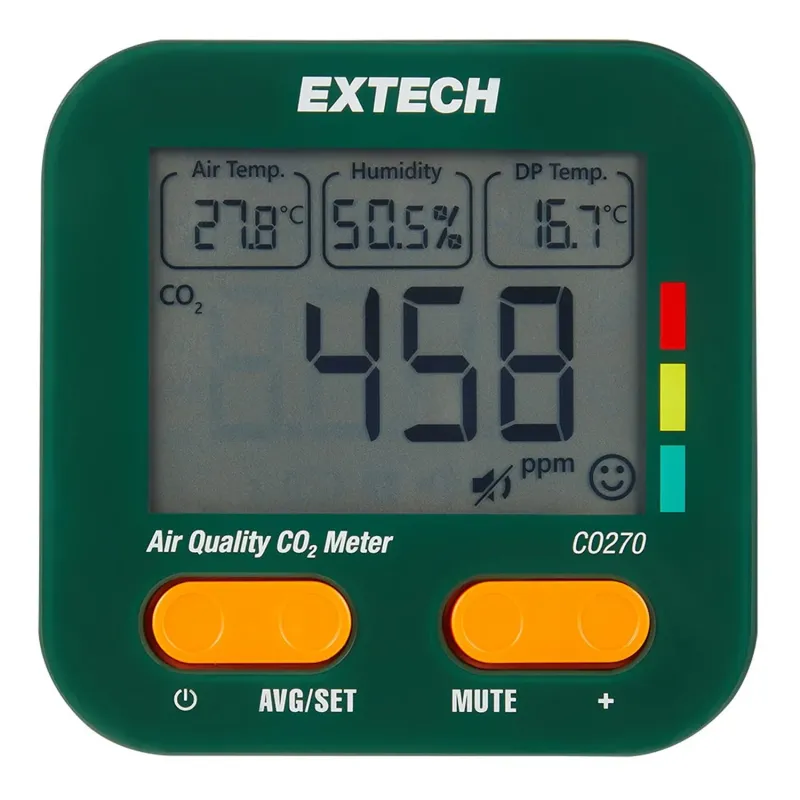 Extech CO270 Indoor Air Quality Meter with Temp, Humidity, Dew Point, and CO2 Levels