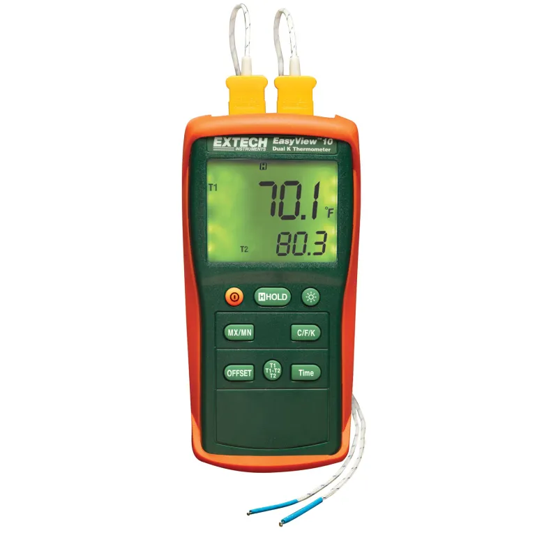 Extech EA10 EasyView Type K Dual Input Thermometer with Dual Readings, -200 to 1999°F (-200 to 1360°C)