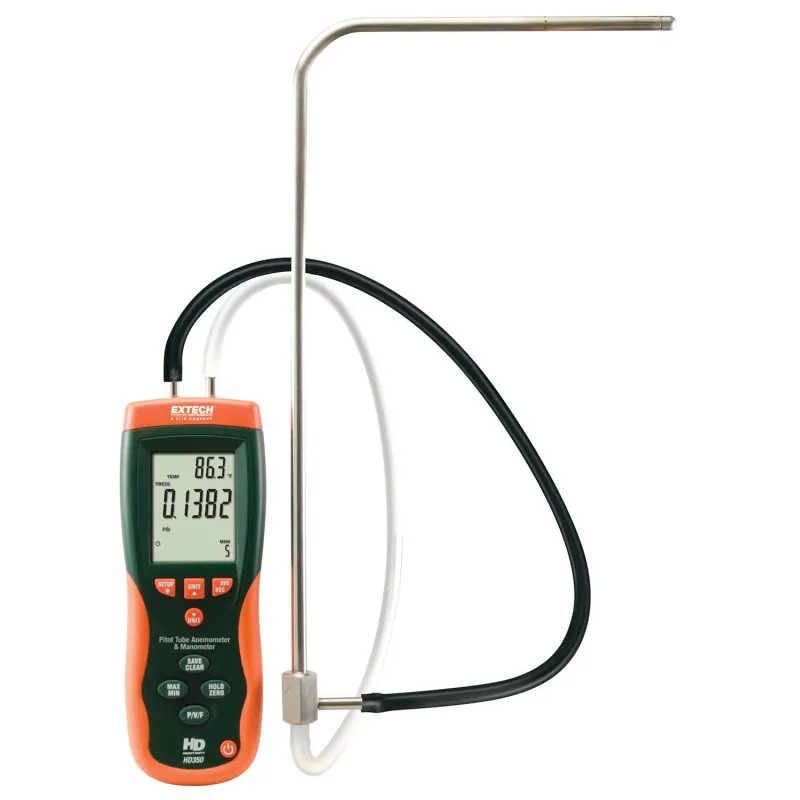 Extech HD350 Pitot Tube Anemometer + Differential Manometer