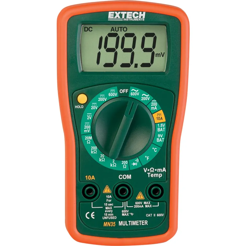 Extech MN35 8 Fungsi Compact Manual Ranging Digital Mini MultiMeter, 600V
