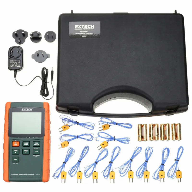 Extech TM500 12-Channel Datalogging Thermometer with 6 Thermocouple Types