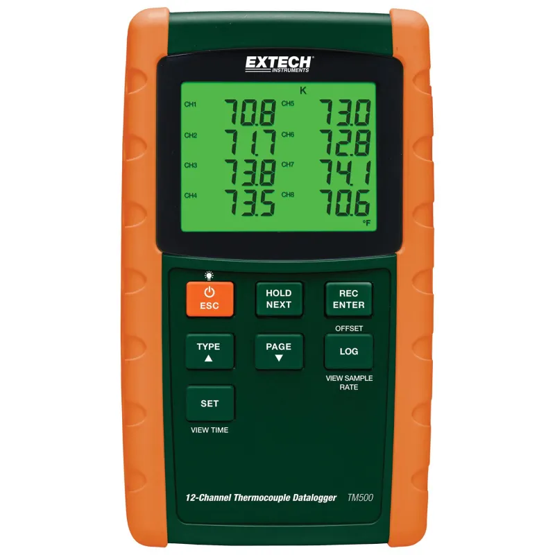 Extech TM500 12-Channel Datalogging Thermometer with 6 Thermocouple Types