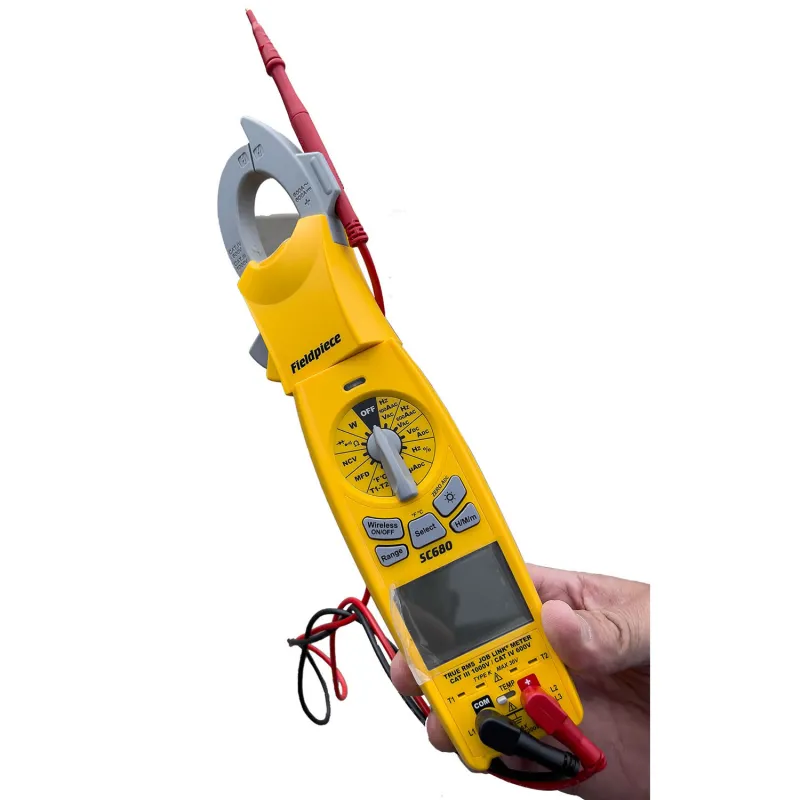 Fieldpiece SC680 True-RMS AC/DC Job Link System Wireless Swivel Head Power Clamp Meter with Dual Type-K Temperature Ports, 750VAC/1000VDC, 600AAC/ADC