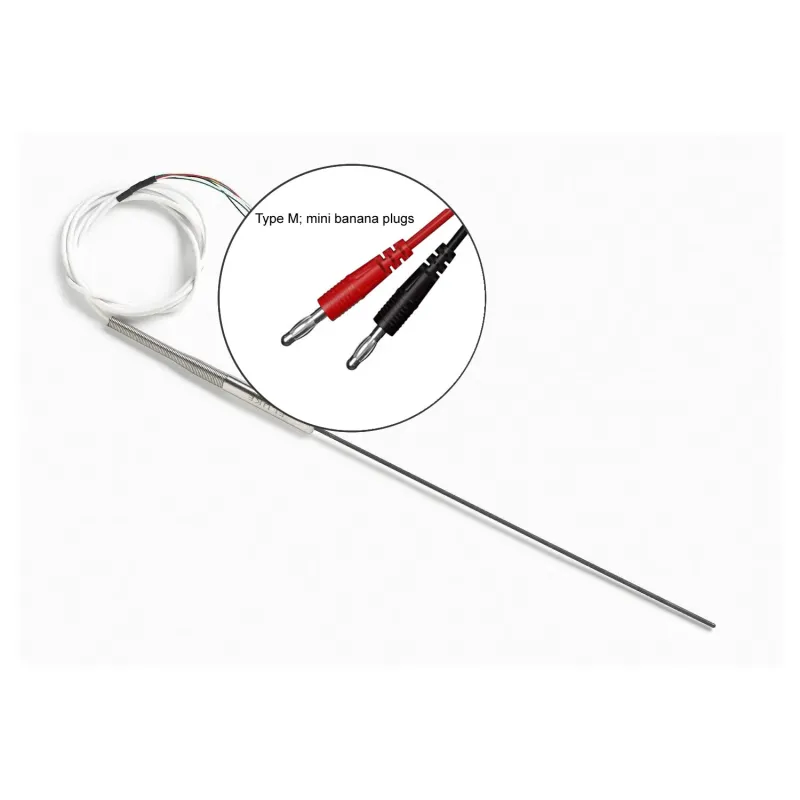 Fluke Calibration 5608 [5608-9-M] Secondary Reference PRT Probe with Mini Banana Plugs, 9 in. x 1/8 in., 6 ft. Lead, -200 °C to 500 °C (-328 °F to 932 °F).