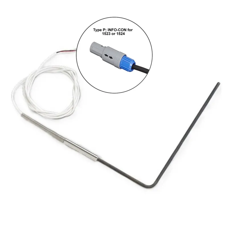 Fluke Calibration 5615 [5615-6BND-P] Secondary Standard PRT Probe with 90 Degree Bend and INFO-CON for 1523/1524, 6 in. x .188 in., 6 ft. Lead, -200°C to 300°C (-328°F to 572°F)