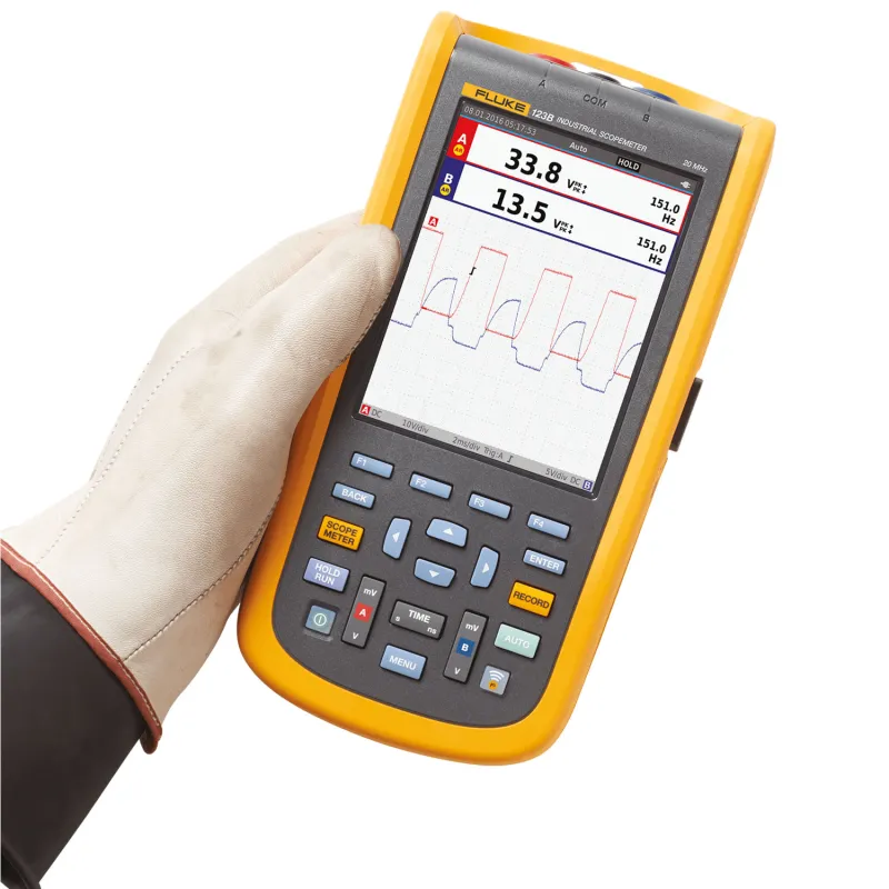 Fluke 123B [FLUKE-123B/NA] 20 MHz, 2-Channel, 40 MS/s Industrial ScopeMeter Hand-Held Oscilloscope with Fluke Connect Compatibility