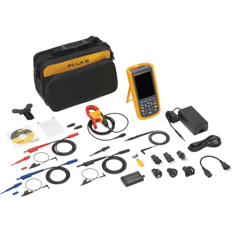 Fluke 125B [FLUKE-125B/NA/S] 40 MHz, 2-Channel, 40 MS/s Industrial ScopeMeter Hand-Held Oscilloscope with Bus Health, Accessories and Fluke Connect Compatibility