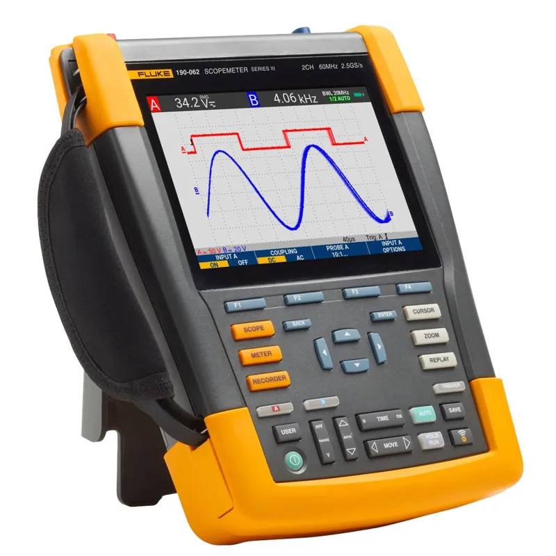 Fluke 190 Series III [FLUKE-190-062-III-S] 60 MHz, 2-Channel, 625 MS/s Color ScopeMeter with DMM/External Input and SCC-293 Kit