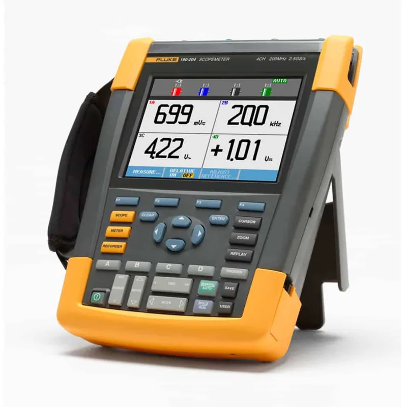 Fluke 190 Series III [FLUKE-190-104-III] 100 MHz, 4-Channel, 1.25 GS/s Handheld ScopeMeter Oscilloscope with Built-in Digital Multimeter and External Input