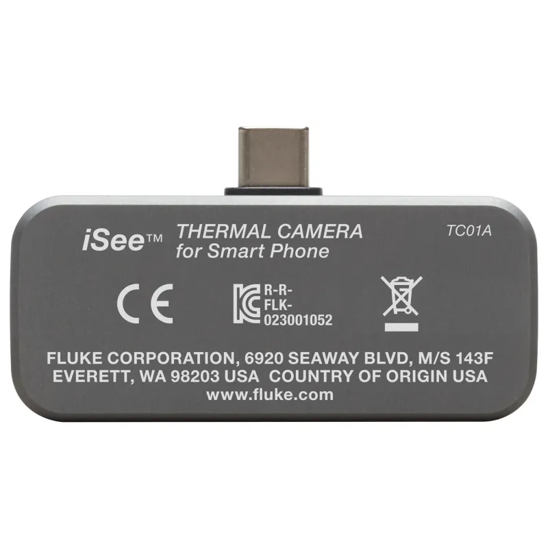 Fluke TC01C [FLUKE-TC01C] iSee Mobile Thermal Imaging Camera, 25 Hz/256 x 192, for Apple/iOS Devices, Type-C USB Interface, -20 °C to 550 °C (-4 °F to 1022 °F)