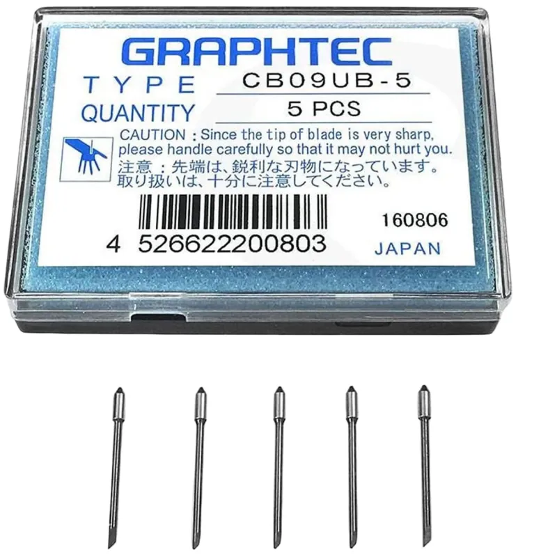 Graphtec CB09-P Cutting Blade, 0.9mm dia. 45º angle, Supersteel (5 blades/pack)