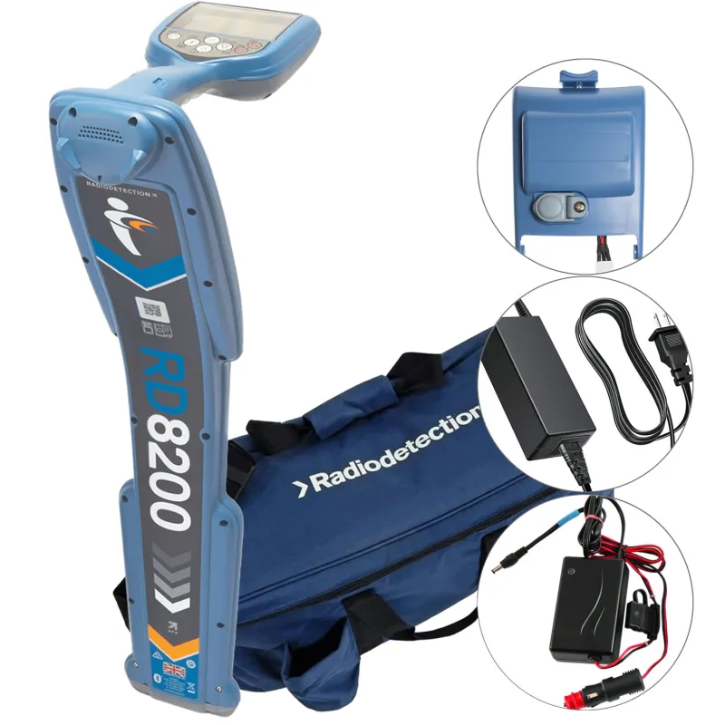 SPX Radiodetection RD8200 [10/RD8200-BAG-RA-UK] Precision Pipe and Cable Locator with Rechargeable Battery, Soft Carry Bag and Auto Charger