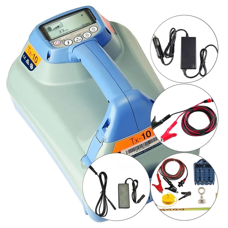 SPX Radiodetection TX-10 [10/TX10-R-BAN-UK] Pemancar Sinyal Multifungsi dengan Paket Pengisi Daya Lengkap (Kabel Sambungan Langsung dengan Steker dan Soket Berisolasi)