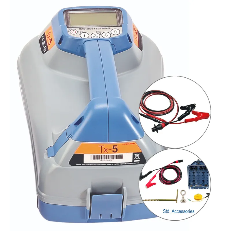 SPX Radiodetection TX-5 [10/TX5-BAN-UK] Multifunction Signal Transmitter with Insulated Plug and Socket (Banana Connector) Direct Connection Lead