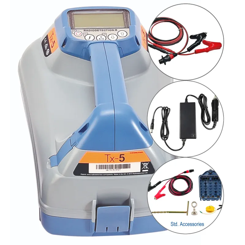 SPX Radiodetection TX-5 [10/TX5-RA-BAN-UK] Multifunction Signal Transmitter with Auto Charger (Insulated Plug and Socket Direct Connection Lead)