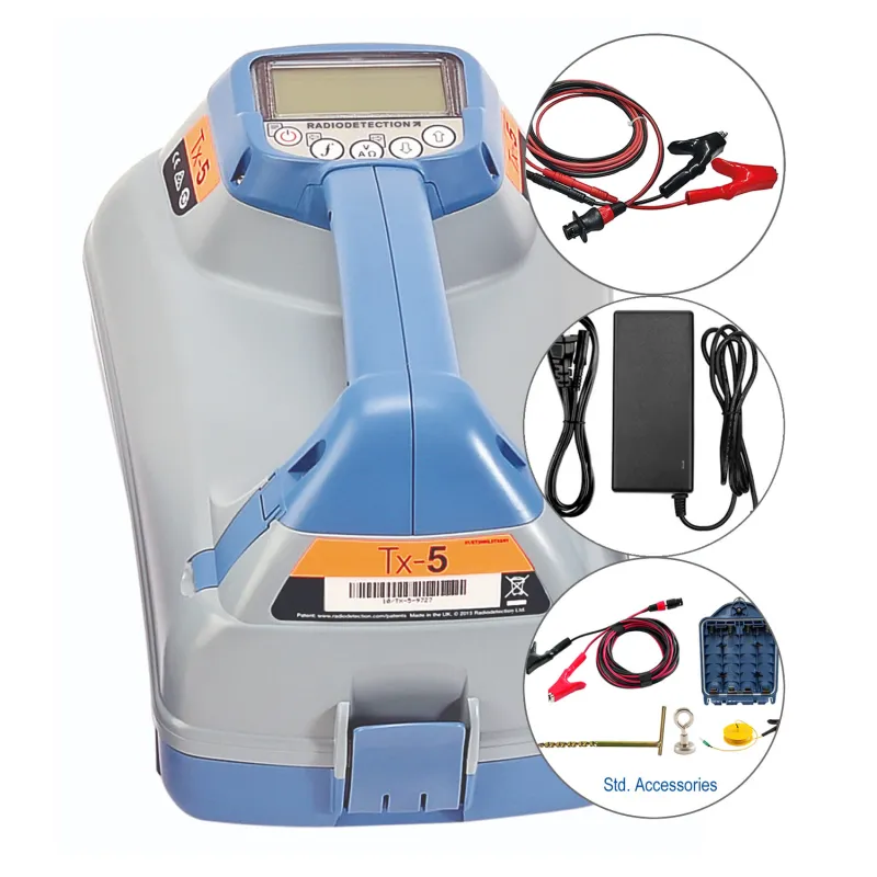 SPX Radiodetection TX-5 [10/TX5-RM-BAN-UK] Multifunction Signal Transmitter with Mains Charger (Insulated Plug and Socket Direct Connection Lead)